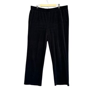 Lauren Ralph Lauren Black Velour Pull on Pants Womens Sz 2X Black Velvet Pockets